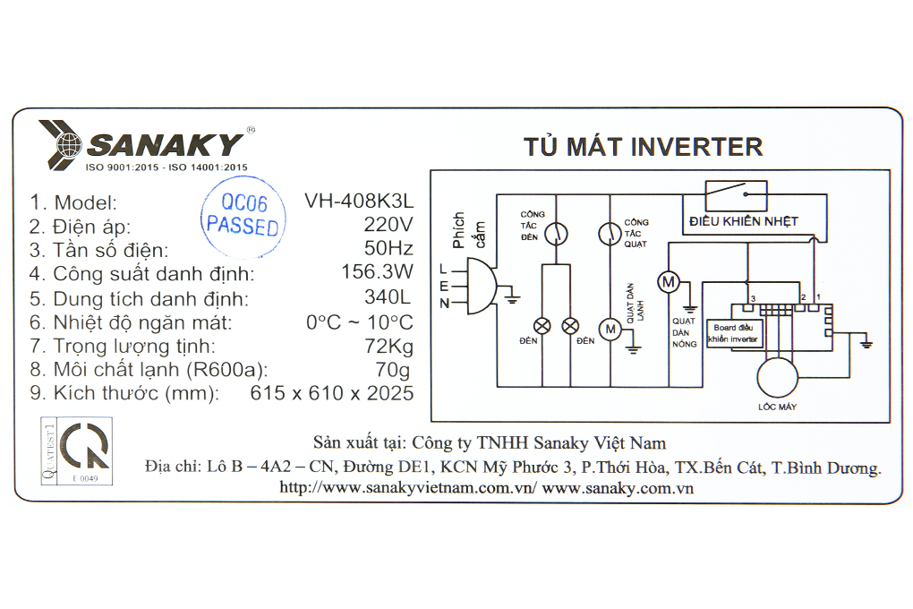 Tủ mát Sanaky Inverter 340 lít TM.VH408K3L