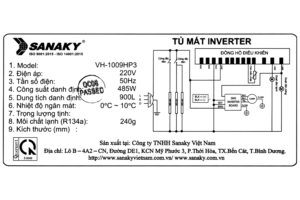 Tủ mát Sanaky Inverter 900 lít VH-1009HP3