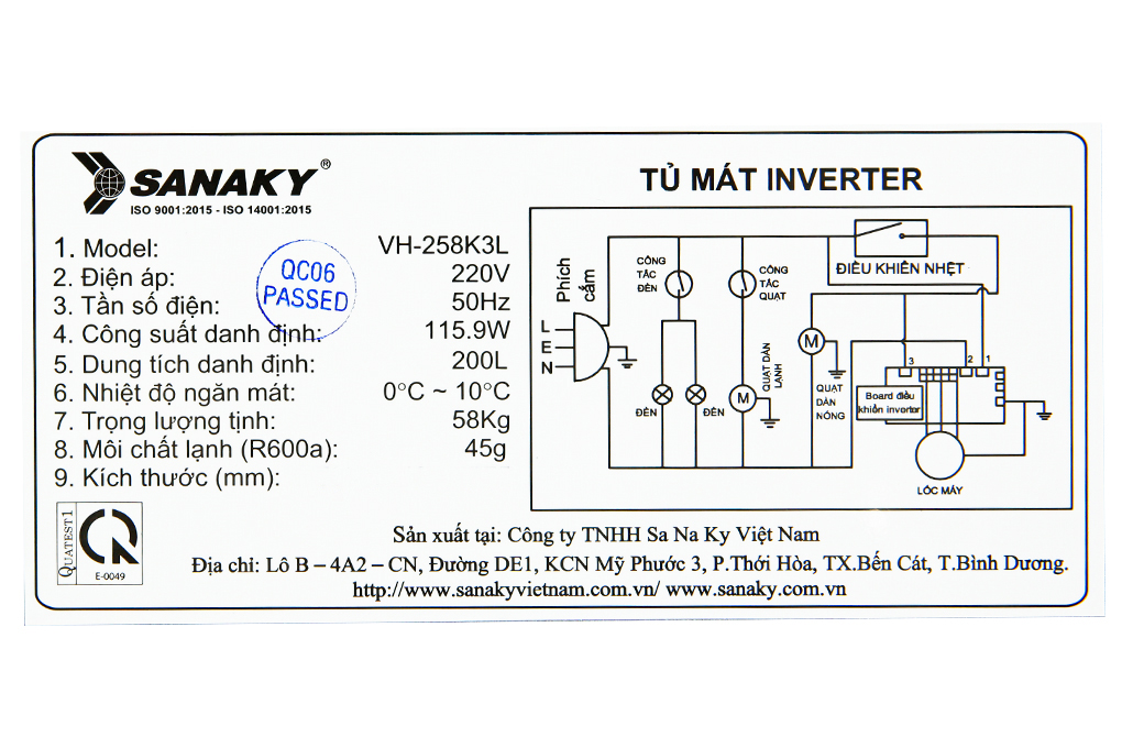 Tủ mát Sanaky Inverter 200 lít VH-258K3L