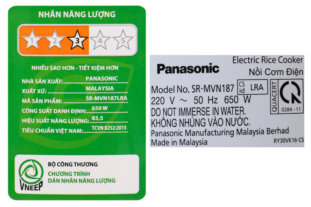 Nồi cơm điện Panasonic 1.8 lít SR-MVN187LRA