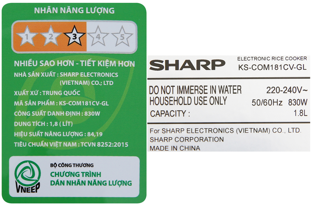 Nồi cơm điện tử Sharp KS-COM181CV-GL