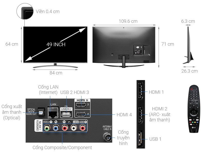Smart Tivi NanoCell LG 4K 49 inch 49SM8100PTA