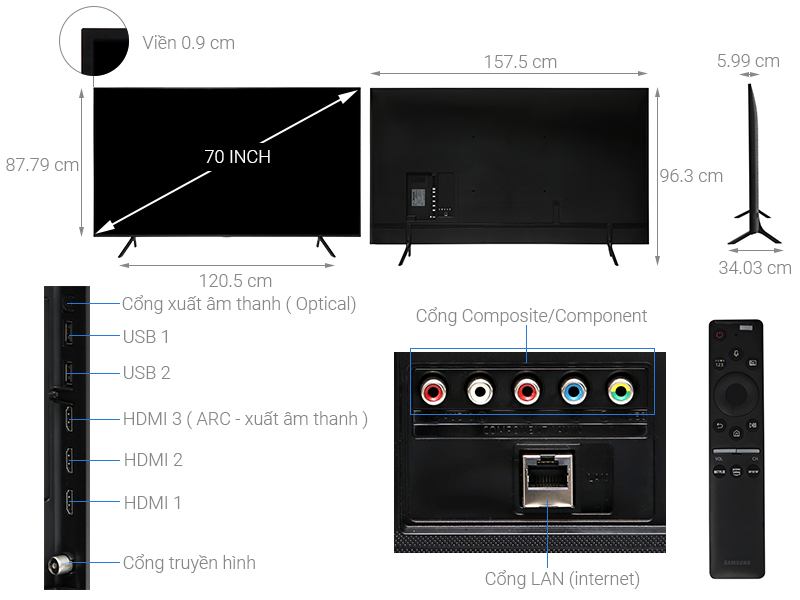 Smart Tivi Samsung 4K 70 inch UA70RU7200