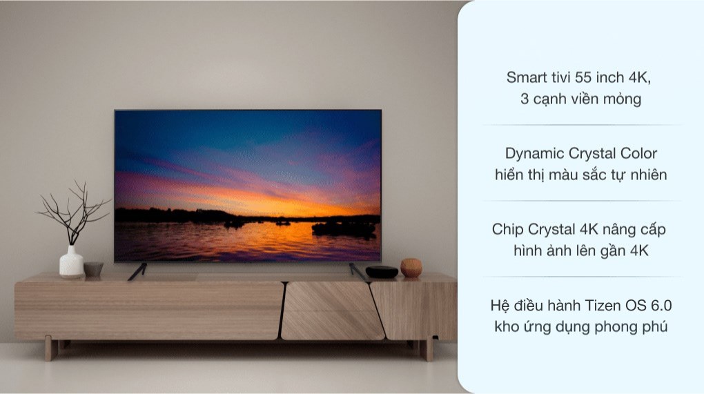 Smart Tivi Samsung 4K 55 inch UA55AU7200 Mới 2021