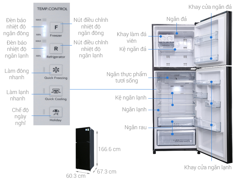 Tủ lạnh Aqua Inverter 318 lít AQR-IG356DN GBN