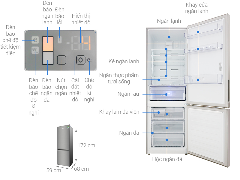 Tủ lạnh Beko Inverter 323 lít RCNT340I50VZX