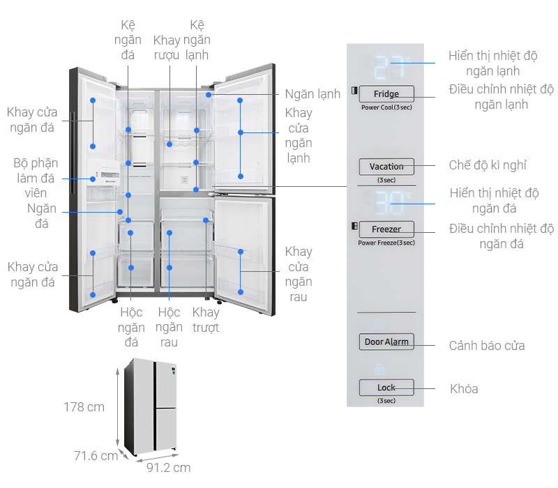 Tủ lạnh Samsung Inverter 634 lít RS63R5571SL/SV
