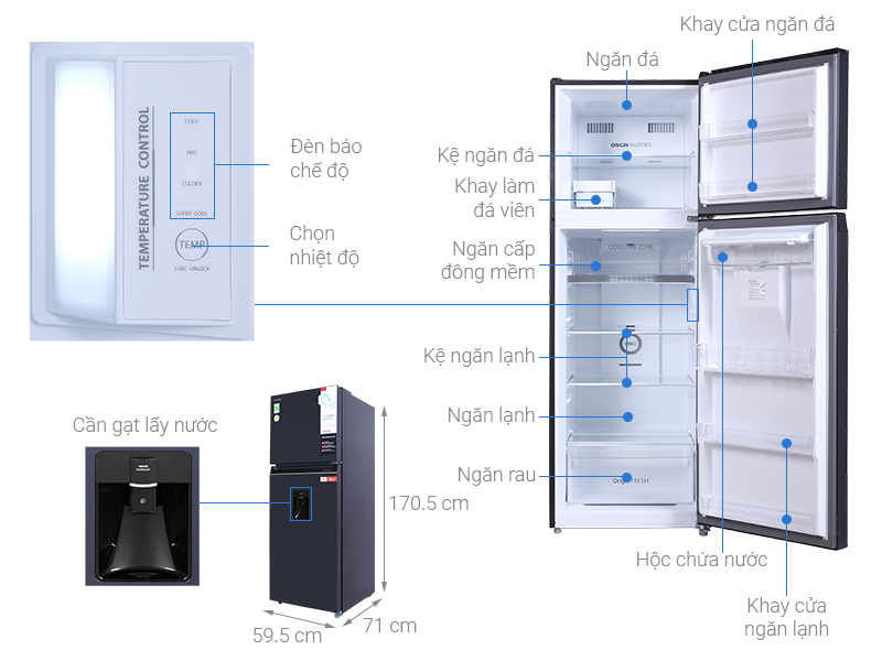 Tủ lạnh Toshiba Inverter 337 lít GR-RT435WE-PMV(06)-MG