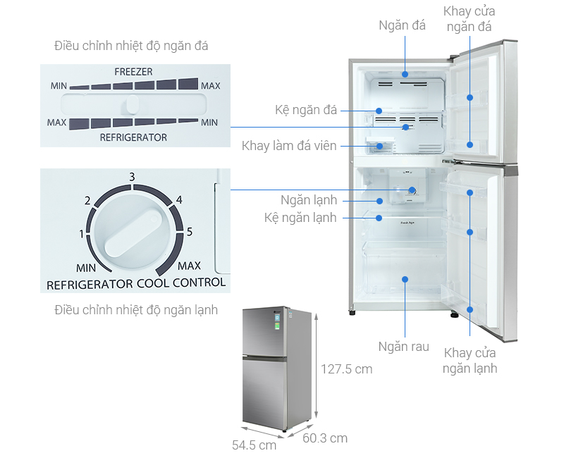 Tủ lạnh Casper 185 lít RT-200VS