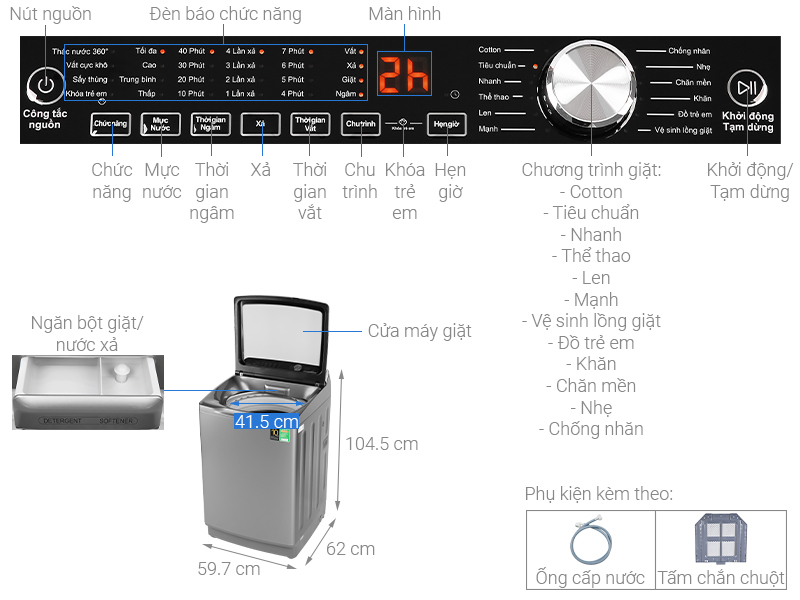 Máy giặt Aqua Inverter 12 Kg AQW-DR120CT S