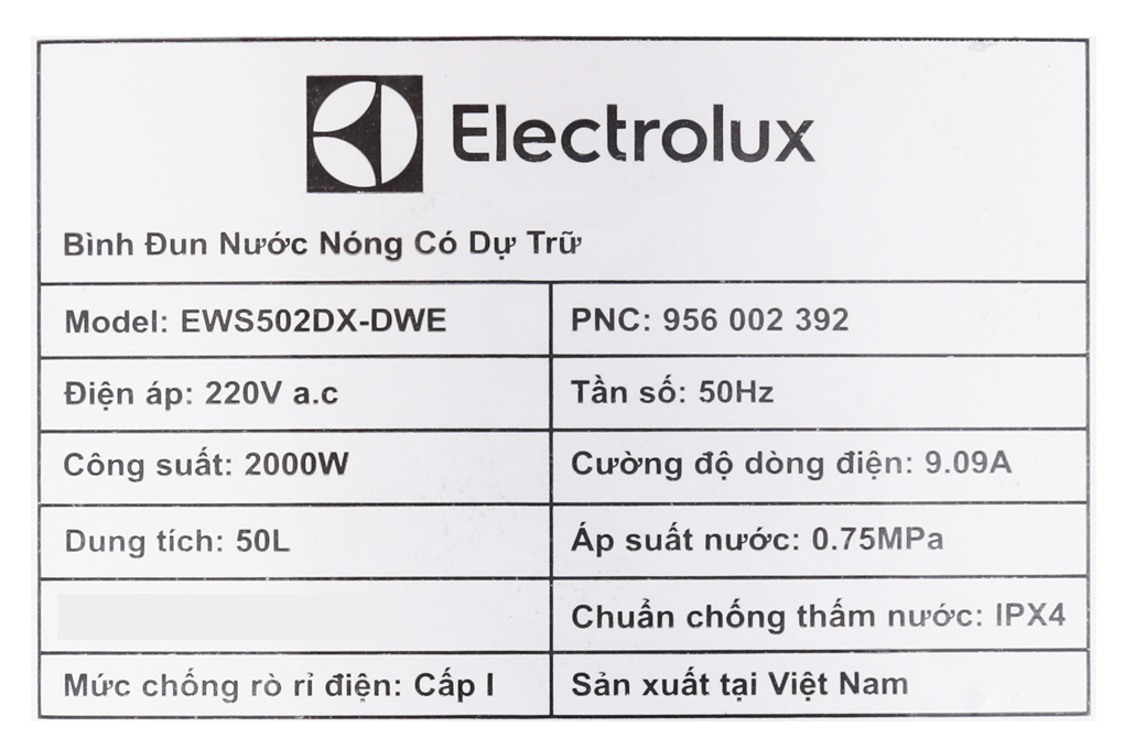 Bình nước nóng Electrolux EWS502DX-DWE 50 lít