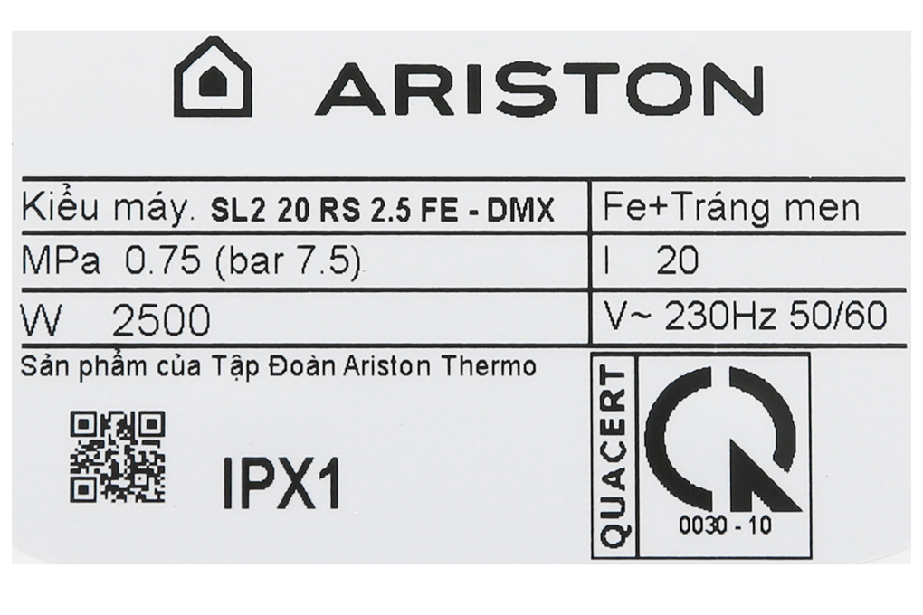 Máy nước nóng Ariston 20 lít SL2 20 RS 2.5 FE - DMGK