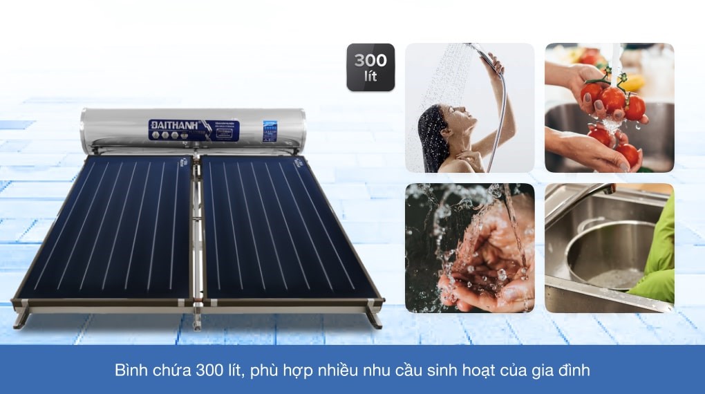 Máy nước nóng Năng lượng mặt trời tấm phẳng Đại Thành Platinum 300L