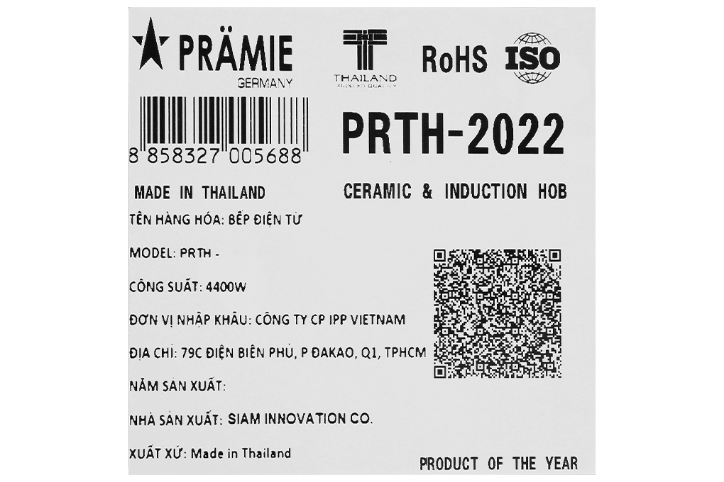 Bếp từ đôi lắp âm Pramie PRTH-2022