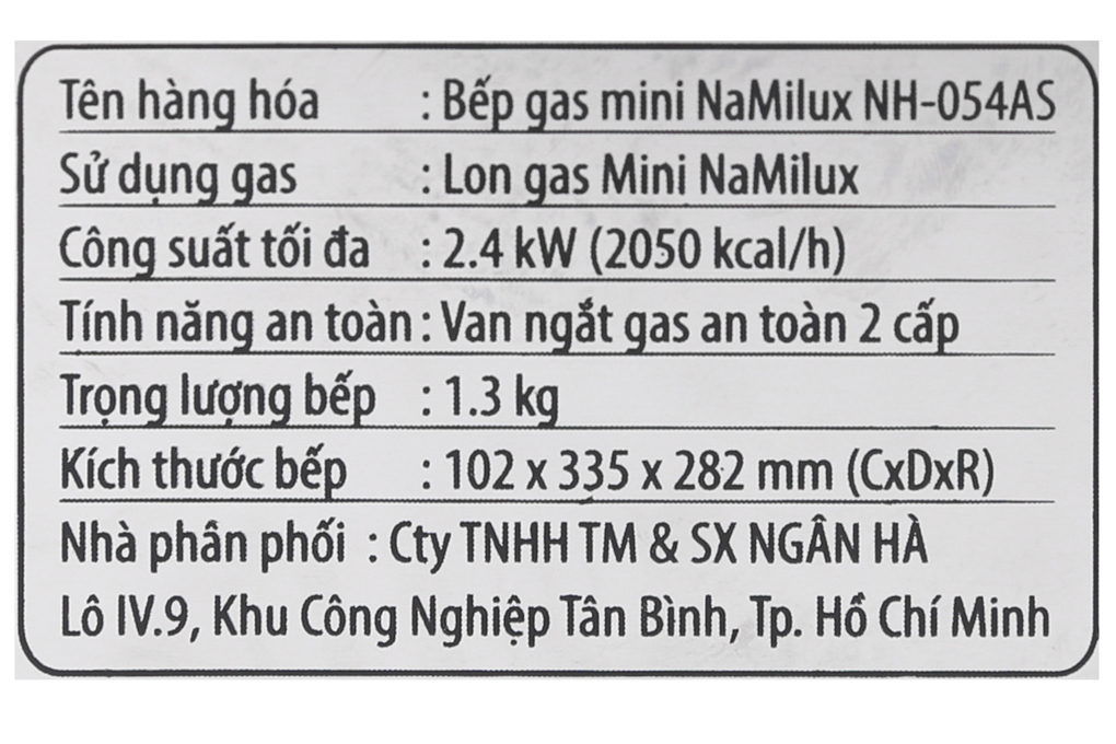 Bếp gas mini Namilux NH-054AS