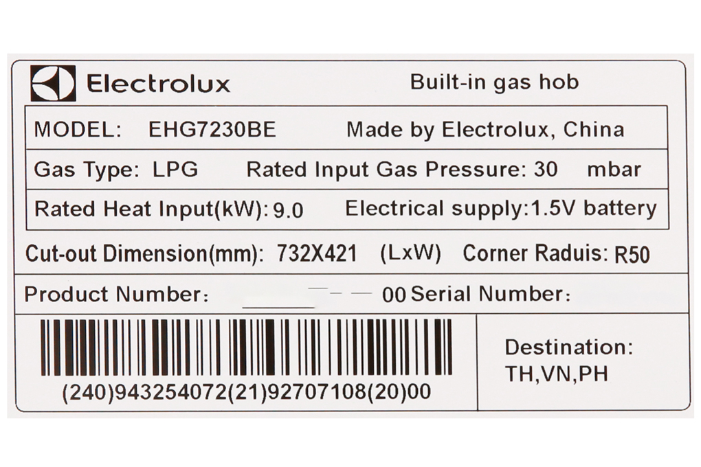 Bếp gas âm Electrolux EHG7230BE