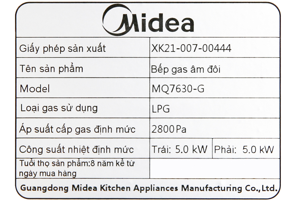 Bếp gas âm Midea MQ7630-G