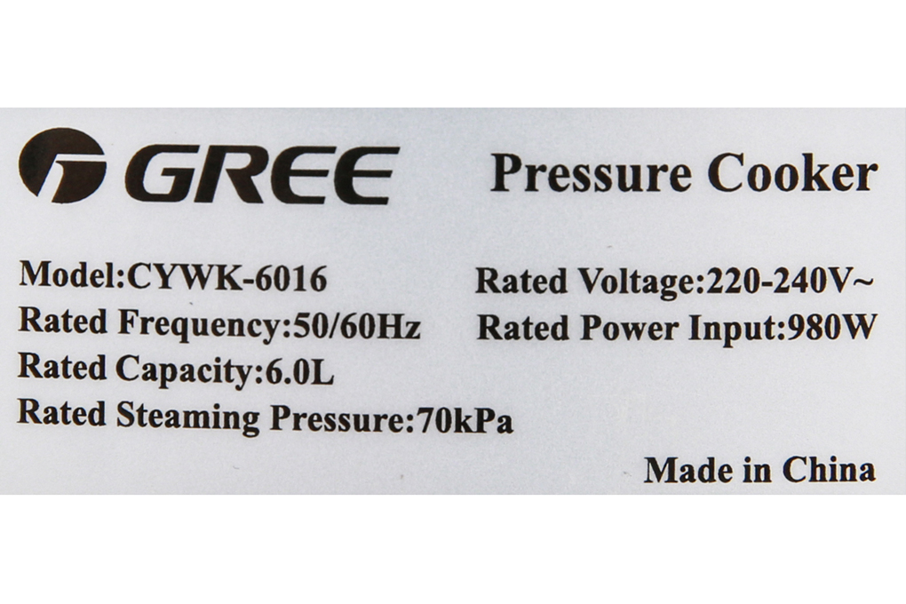 Nồi áp suất Gree CYWK-6016 6 lít