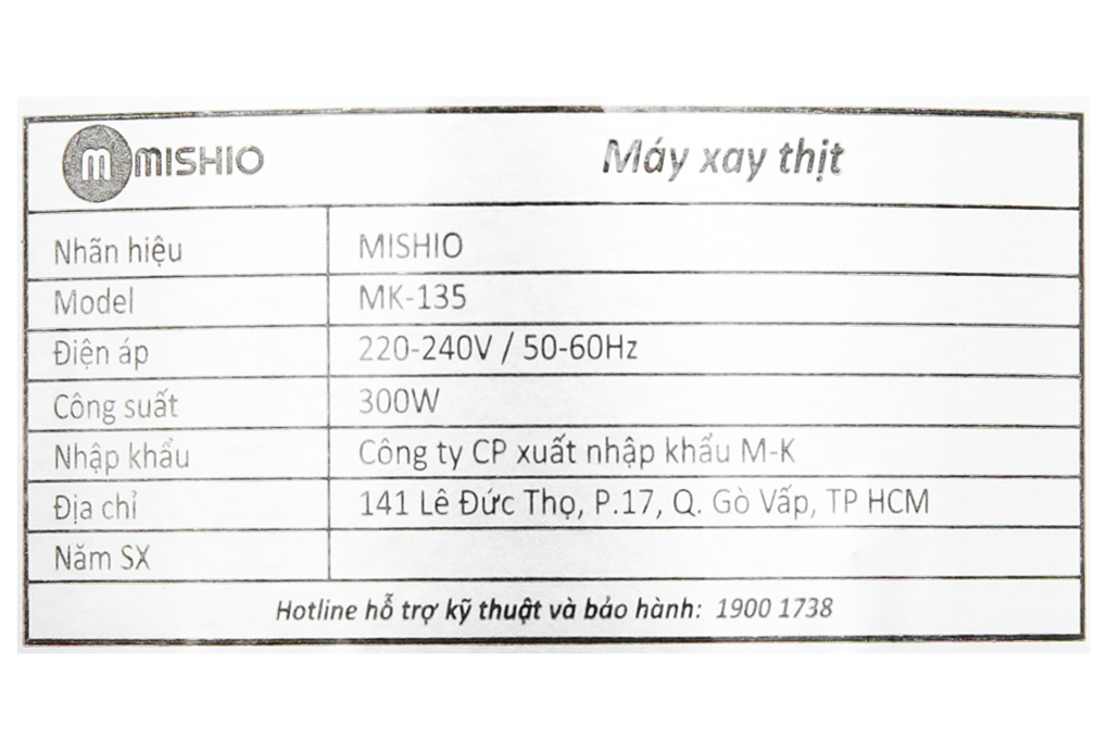 Máy xay thịt đa năng Mishio MK-135