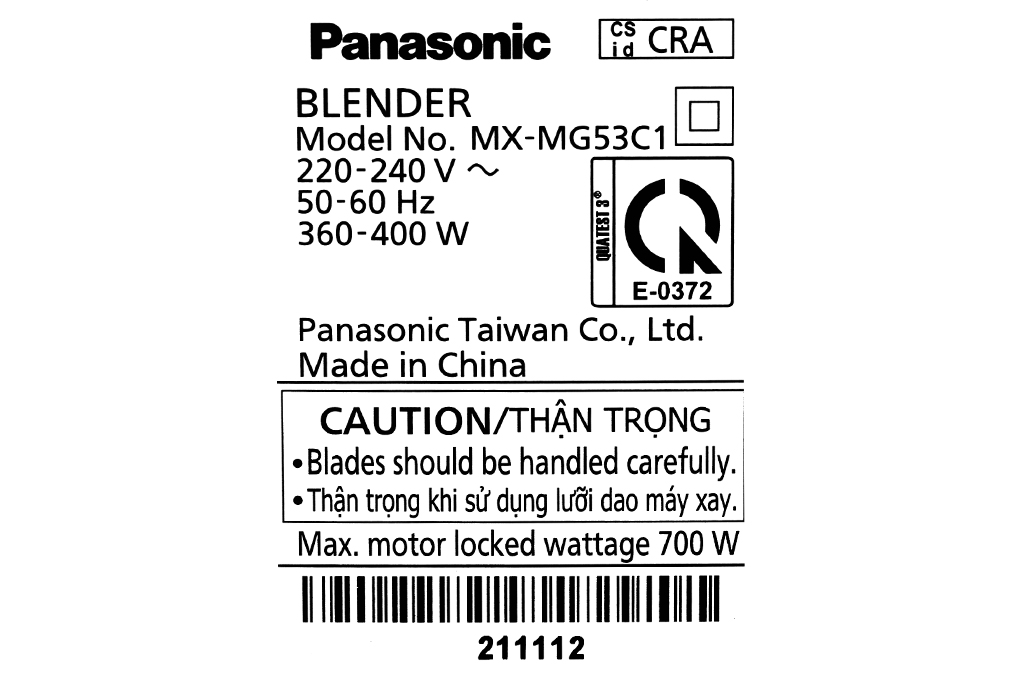 Máy xay sinh tố Panasonic MX-MG53C1CRA