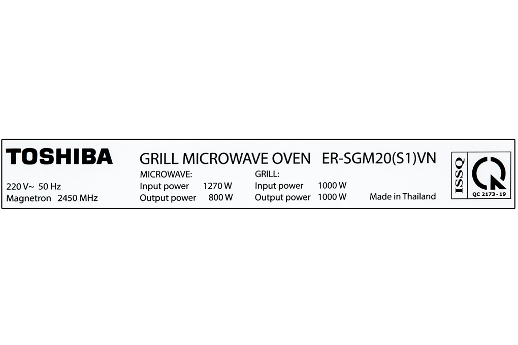 Lò vi sóng Toshiba ER-SGM20(S1)VN 20 lít
