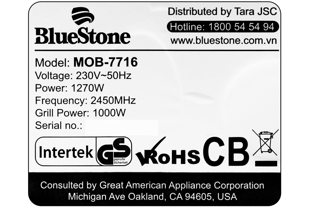 Lò vi sóng BlueStone MOB-7716 20 lít