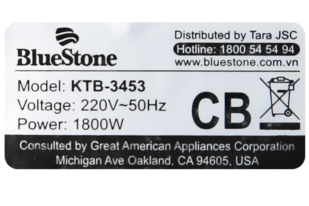 Bình đun siêu tốc Bluestone 1.5 lít KTB-3453 đen