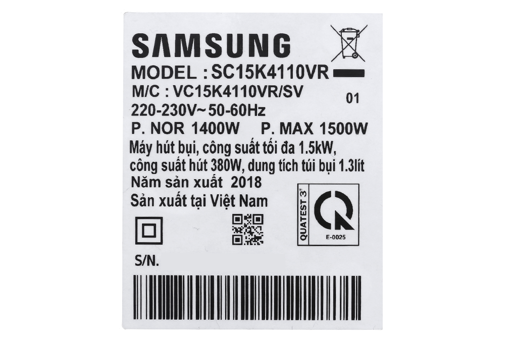 Máy hút bụi Samsung VC15K4110VR/SV-N 1500W