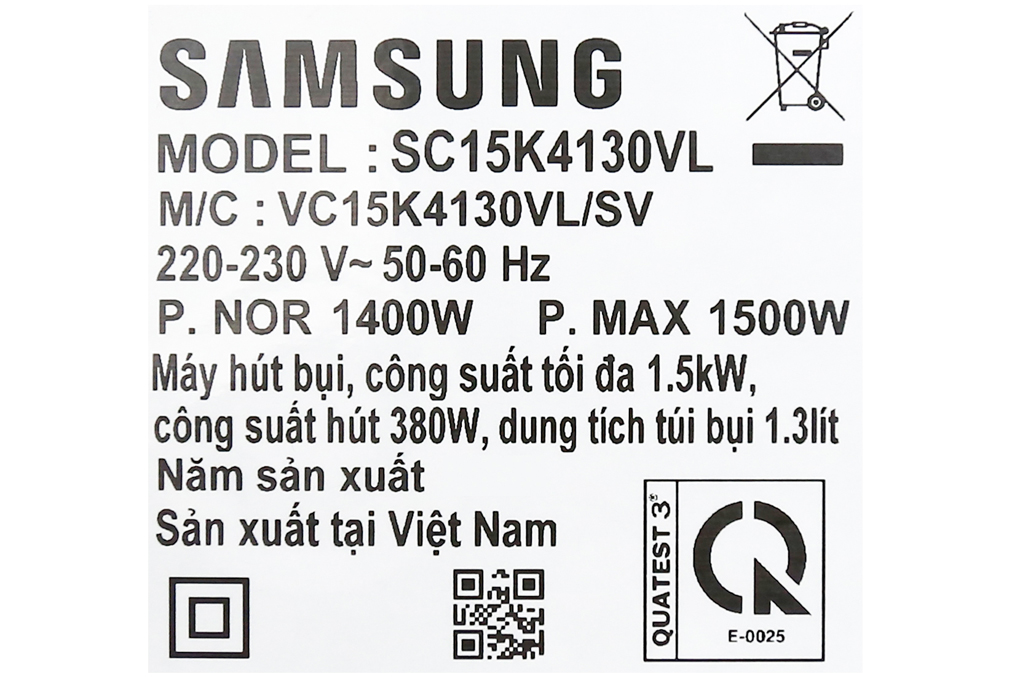 Máy hút bụi Samsung VC15K4130VL/SV-N 1500W