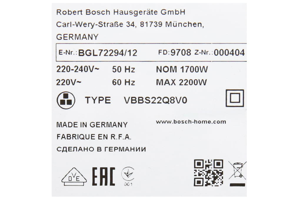Máy hút bụi Bosch HMH.BGL72294 2200W