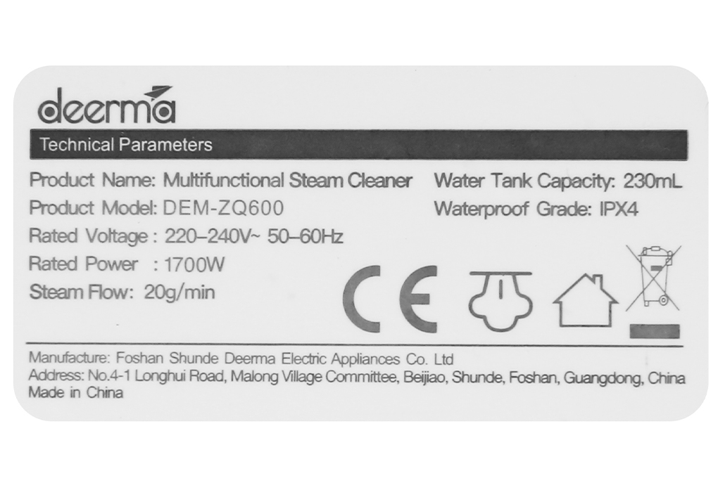 Máy vệ sinh hơi nước cầm tay đa chức năng DEERMA ZQ600