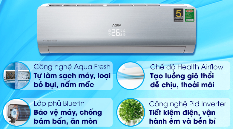 Máy lạnh Aqua Inverter 1.5 HP AQA-KCRV13NB