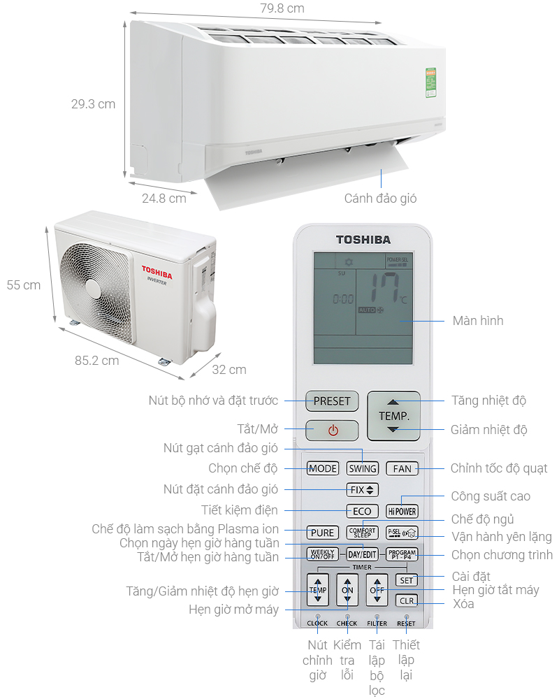 Máy lạnh Toshiba Inverter 1 HP RAS-H10J2KCVRG-V