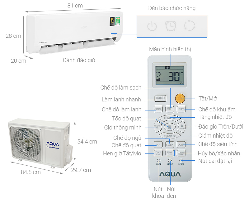 Máy lạnh Aqua Inverter 1HP AQA-KCRV10WNZA Mới 2021