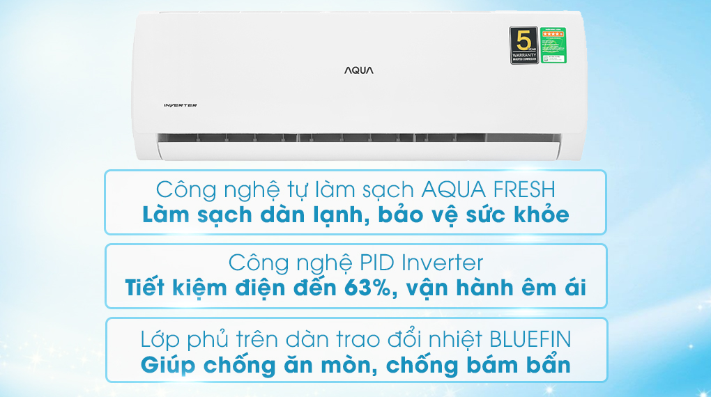 Máy lạnh Aqua Inverter 2 HP AQA-KCRV18TK Mới 2021