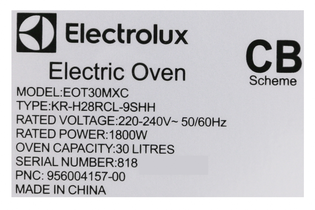 Lò nướng Electrolux EOT30MXC 30 lít