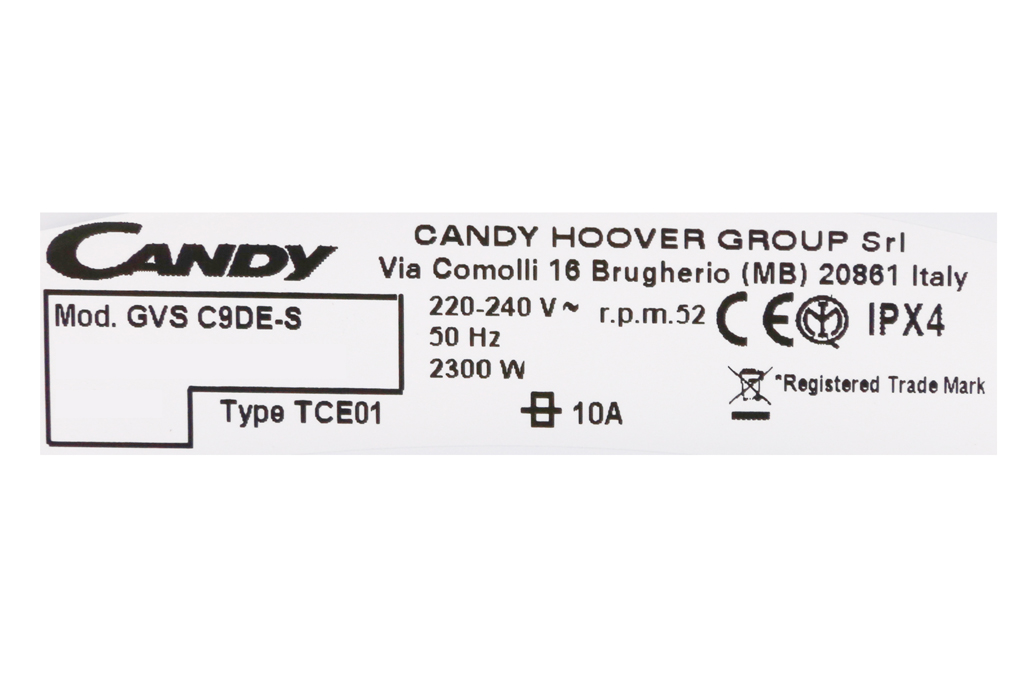 Máy sấy ngưng tụ Candy 9 Kg GVS C9DE-S