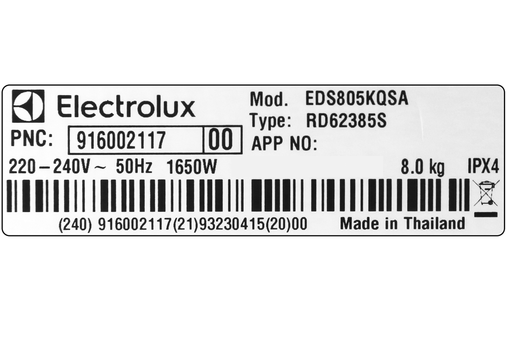 Máy sấy Electrolux 8 Kg EDS805KQSA