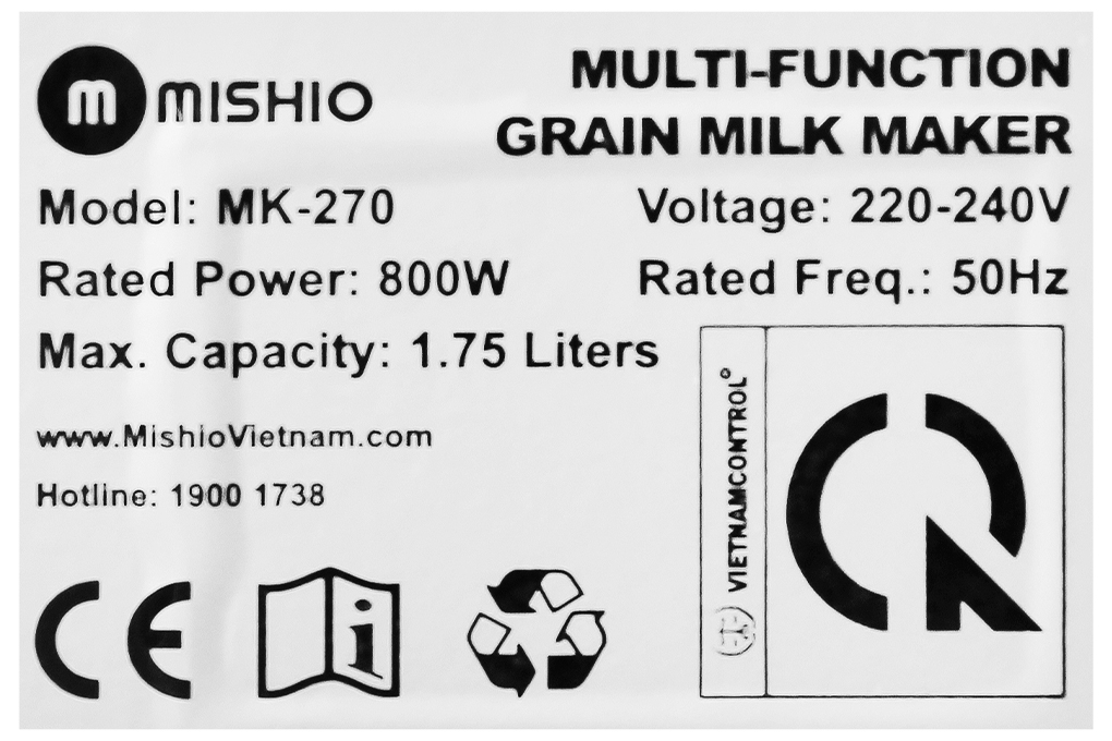 Máy làm sữa hạt đa năng Mishio MK-270