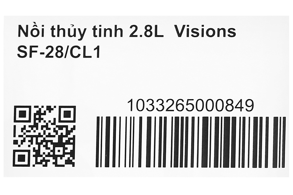 Nồi thủy tinh nắp thủy tinh 24 cm Visions VSF-28/CL1 2.8 lít