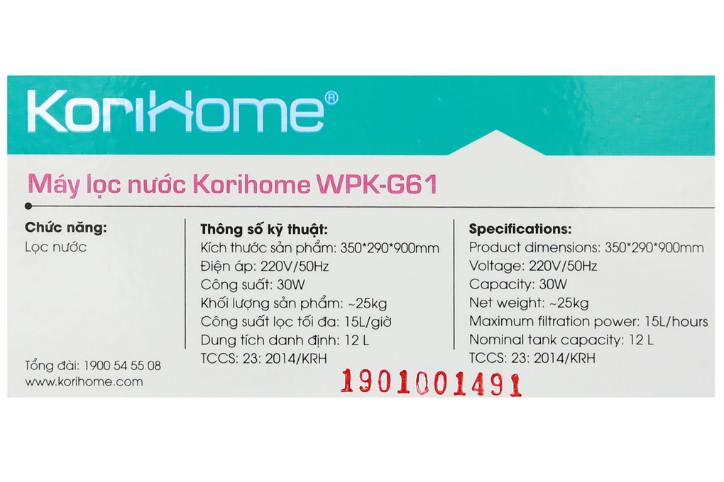 Máy lọc nước RO Korihome K-PRO WPK-G61 10 lõi