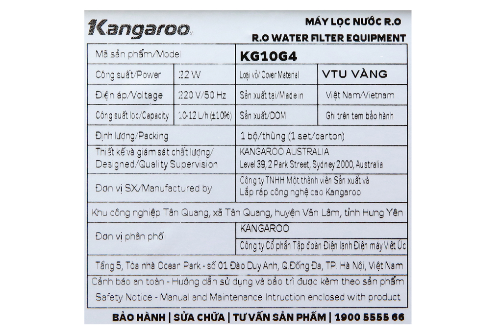 Máy lọc nước RO Kangaroo KG10G4 10 lõi