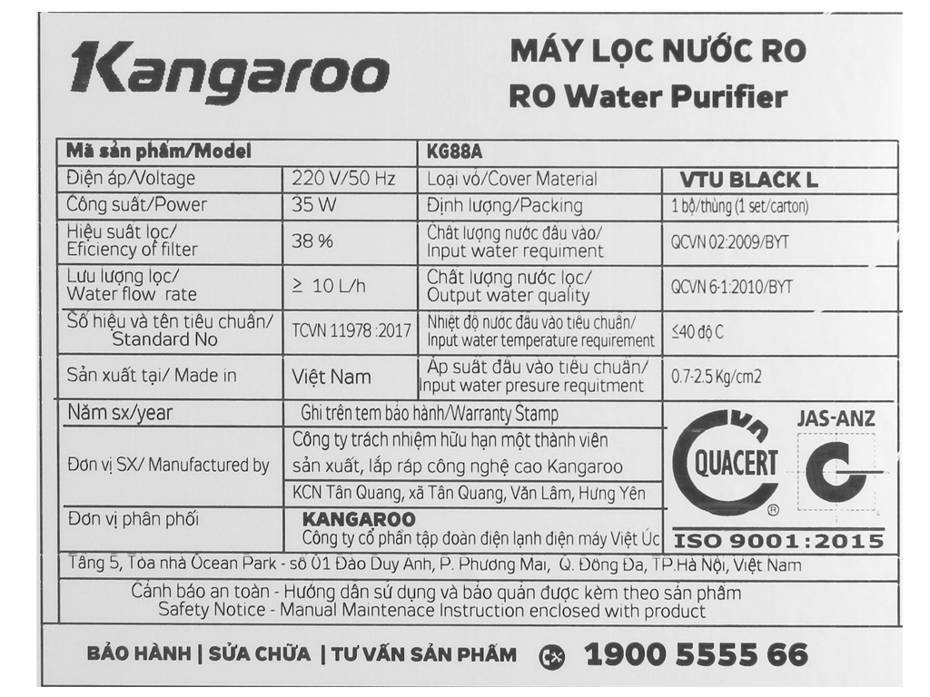 Máy lọc nước RO Kangaroo KG88AVTU 7 lõi