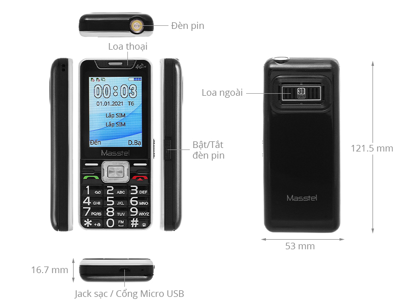 Điện thoại Masstel IZI 55 4G