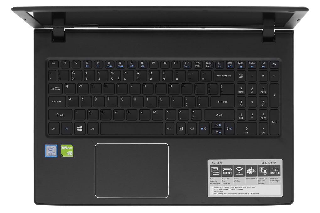 Laptop Acer Aspire E5 576G 88EP i7 8550U/4GB+16GB/1TB/2GB MX130/Win10 (NX.H2ESV.001) giá tốt
