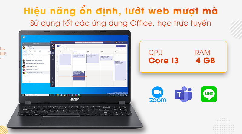 Laptop Acer Aspire 3 A315 54K 37B0 i3 8130U/4GB/256GB/Win10 (NX.HEESV.00D)