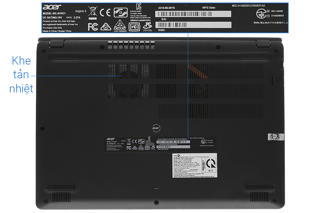 Laptop Acer Aspire 3 A315 56 36YS i3 1005G1/8GB/512GB/Win10 (NX.HS5SV.008)