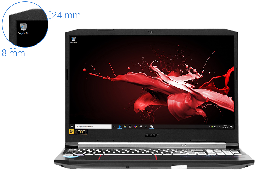 Laptop Acer Nitro 5 AN515 55 70AX i7 10750H/8GB/512GB/4GB GTX1650Ti/Win10 (NH.Q7NSV.001) chính hãng