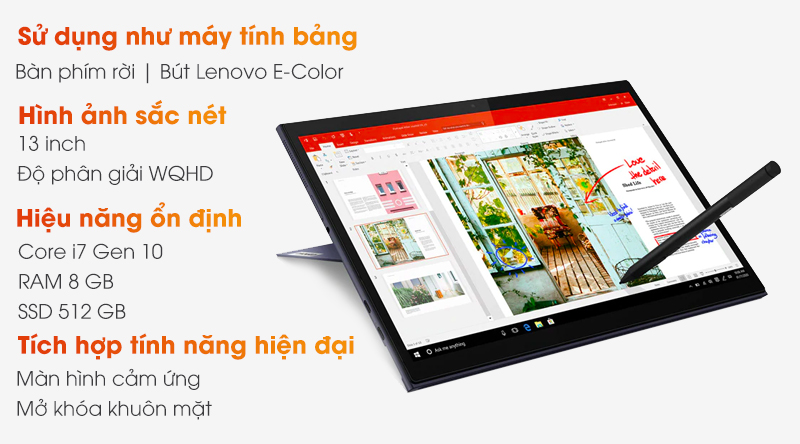 Laptop Lenovo Yoga Duet 7 13IML05 i7 10510U/8GB/512GB/Touch/Pen/Win10 (82AS007CVN)
