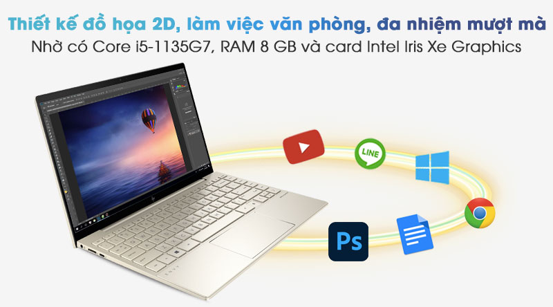 Laptop HP Envy 13 ba1027TU i5 1135G7/8GB/256GB/Office H&S2019/Win10 (2K0B1PA)